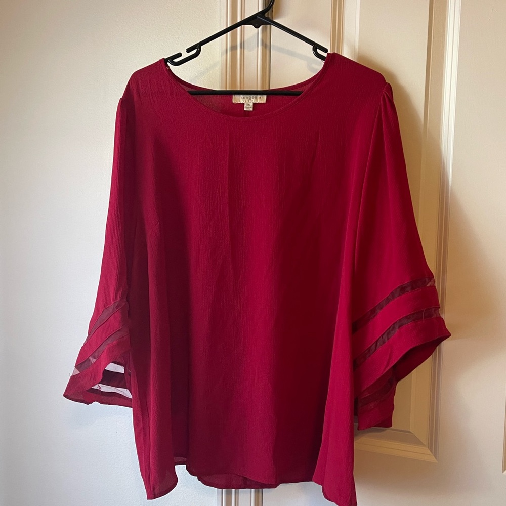 EUC Umgee 2XL Butterfly Sleeve Red Blouse